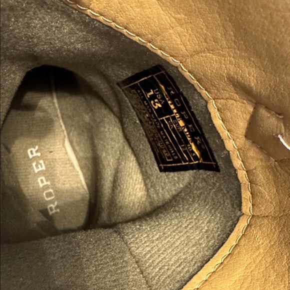 Boys Roper Tan and Cream Leather Boots - Picture 5 of 6